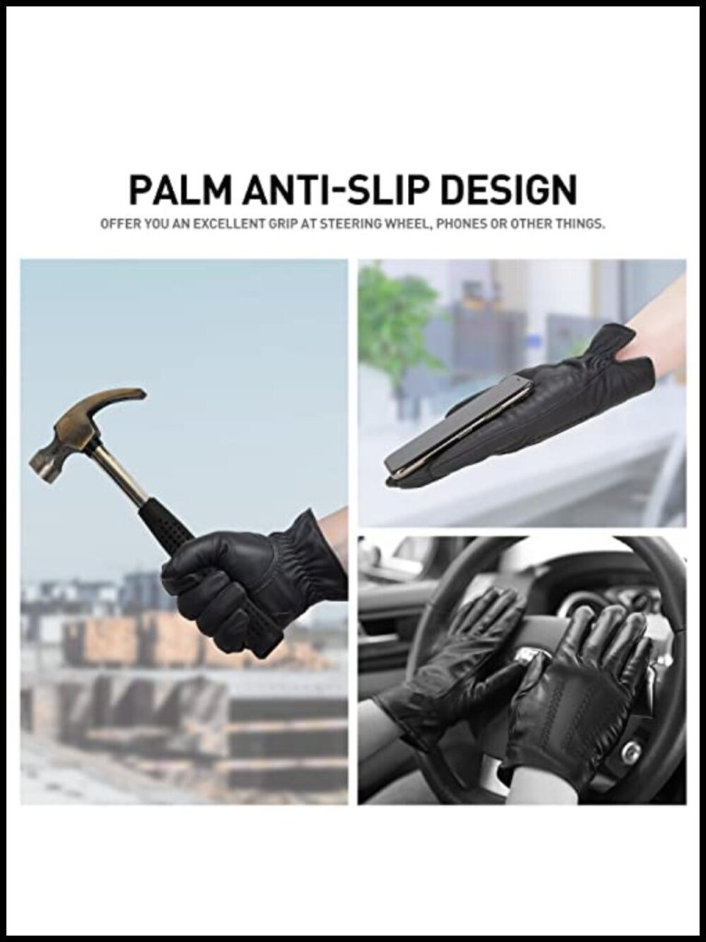 Sheepskin Leather Winter Gloves for Men Cashmere Lined Touchscreen - Picture 4 of 6